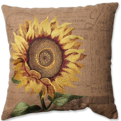 Pillow Perfect Sunflower Embroidered Throw Pillow & Reviews Wayfair